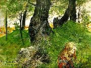 Carl Larsson Suzanne i en skogsbacke Flickan i skogen USA oil painting artist